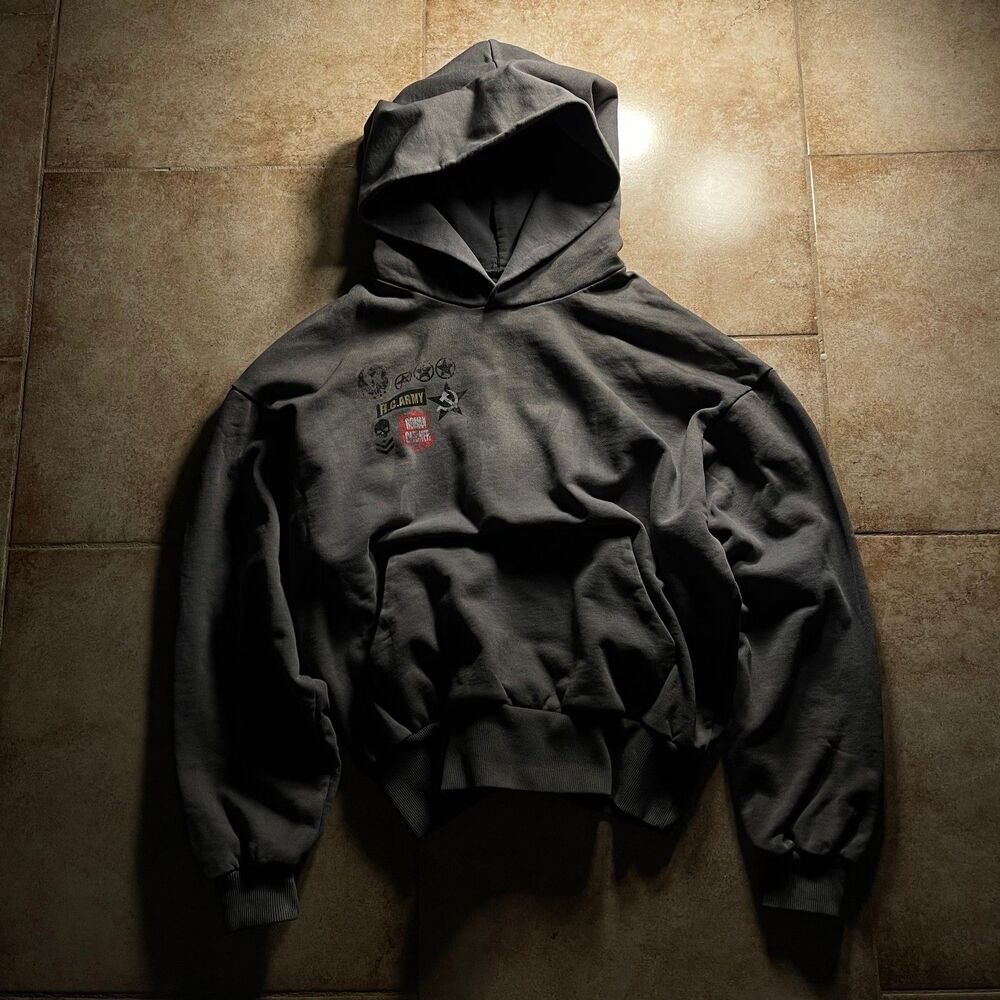 Japanese Archive Vintage Faded Grey War Hoodie